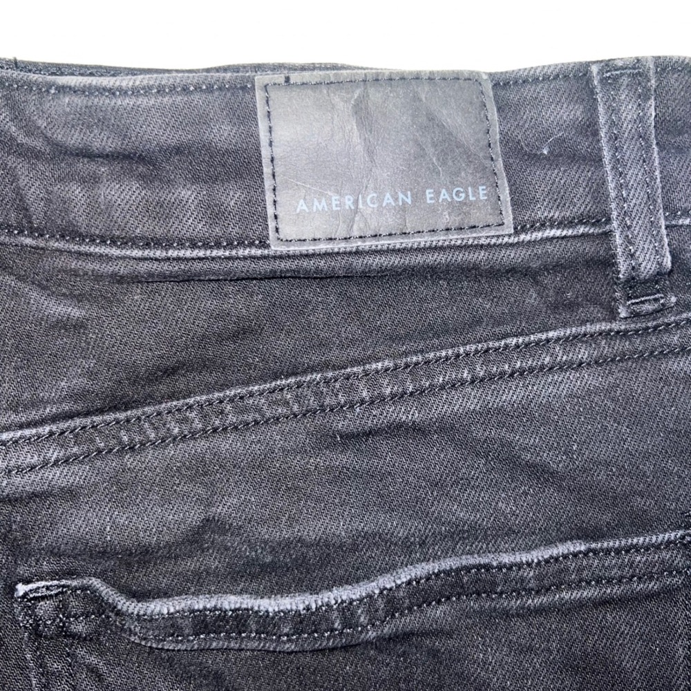 American Eagle Mom Shorts Women 2 Black Excellent High Waisted Raw Hem Stretch - Picture 3 of 10
